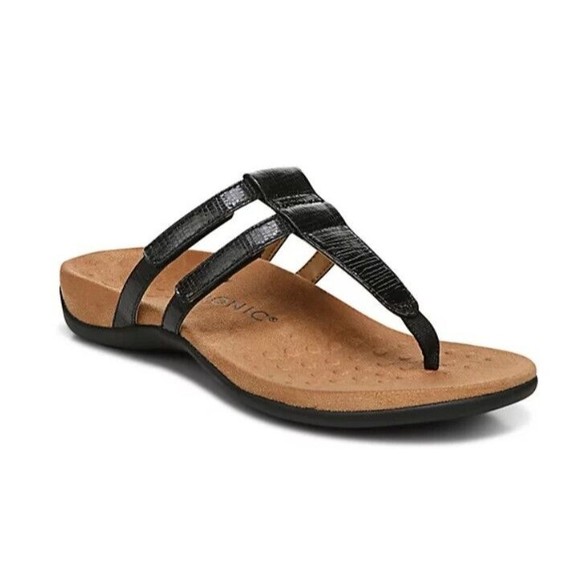Vionic Shoes - Vionic Women's Sandals Elvia Adjustable Thong Shoes Black 8 8.5 US